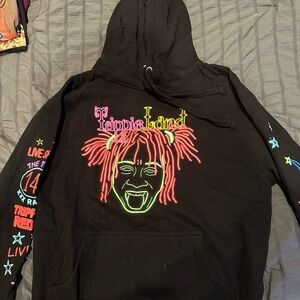 Black Graphic Hoodie with Neon Design